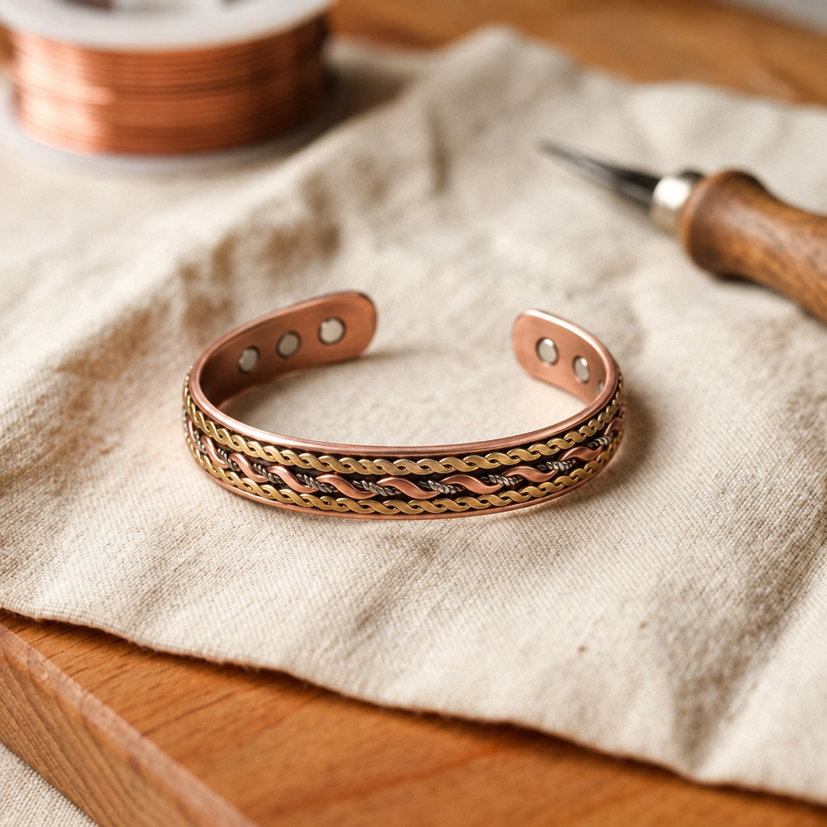 Bracelet en cuivre Patine