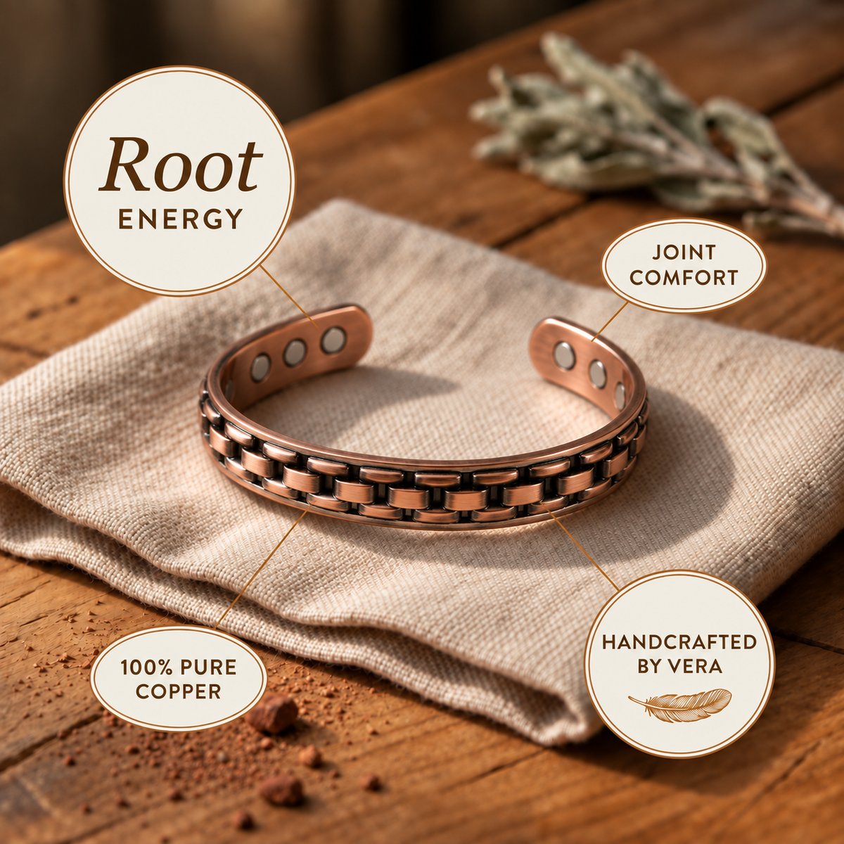 Bracelet en cuivre Roitelet