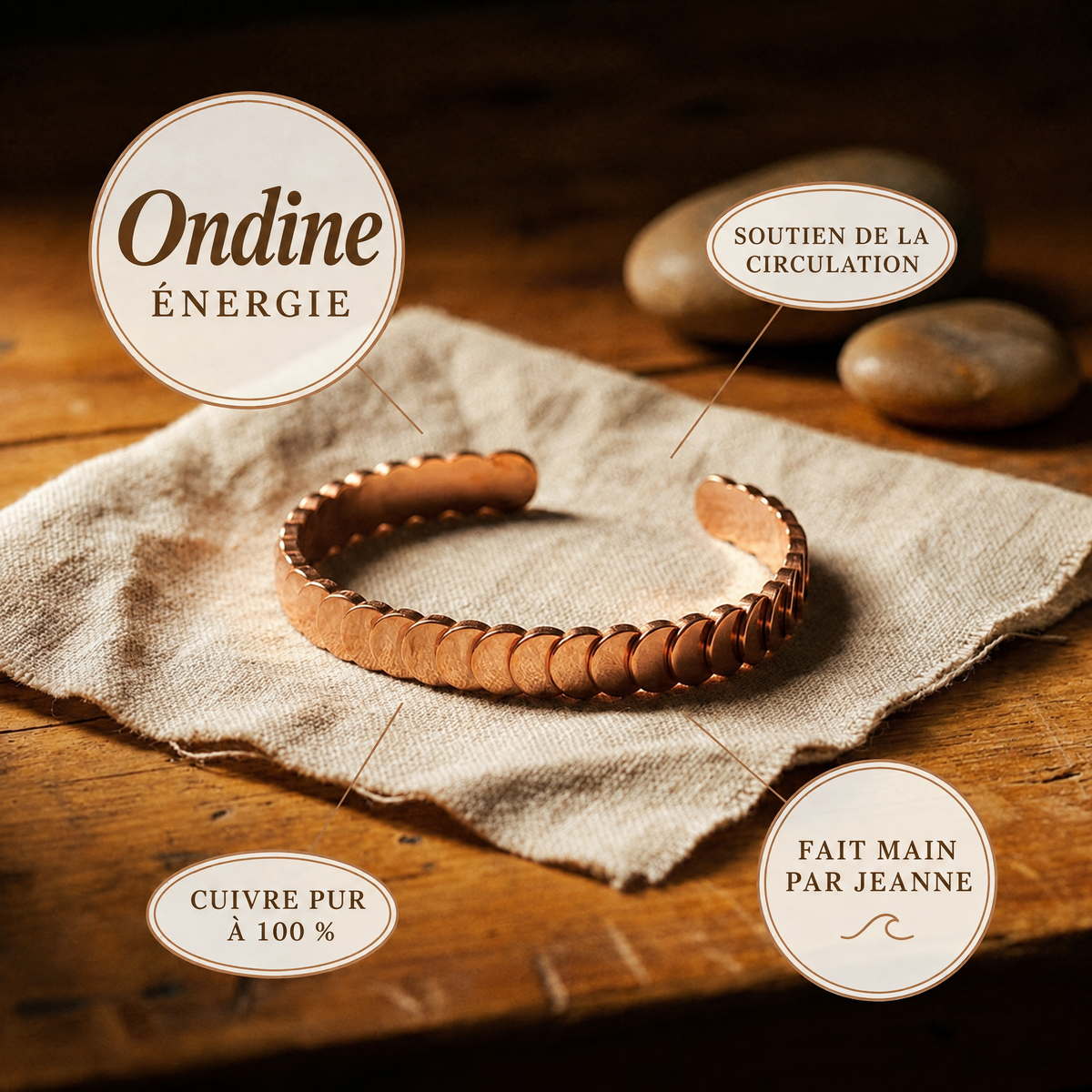 Bracelet en cuivre Marée