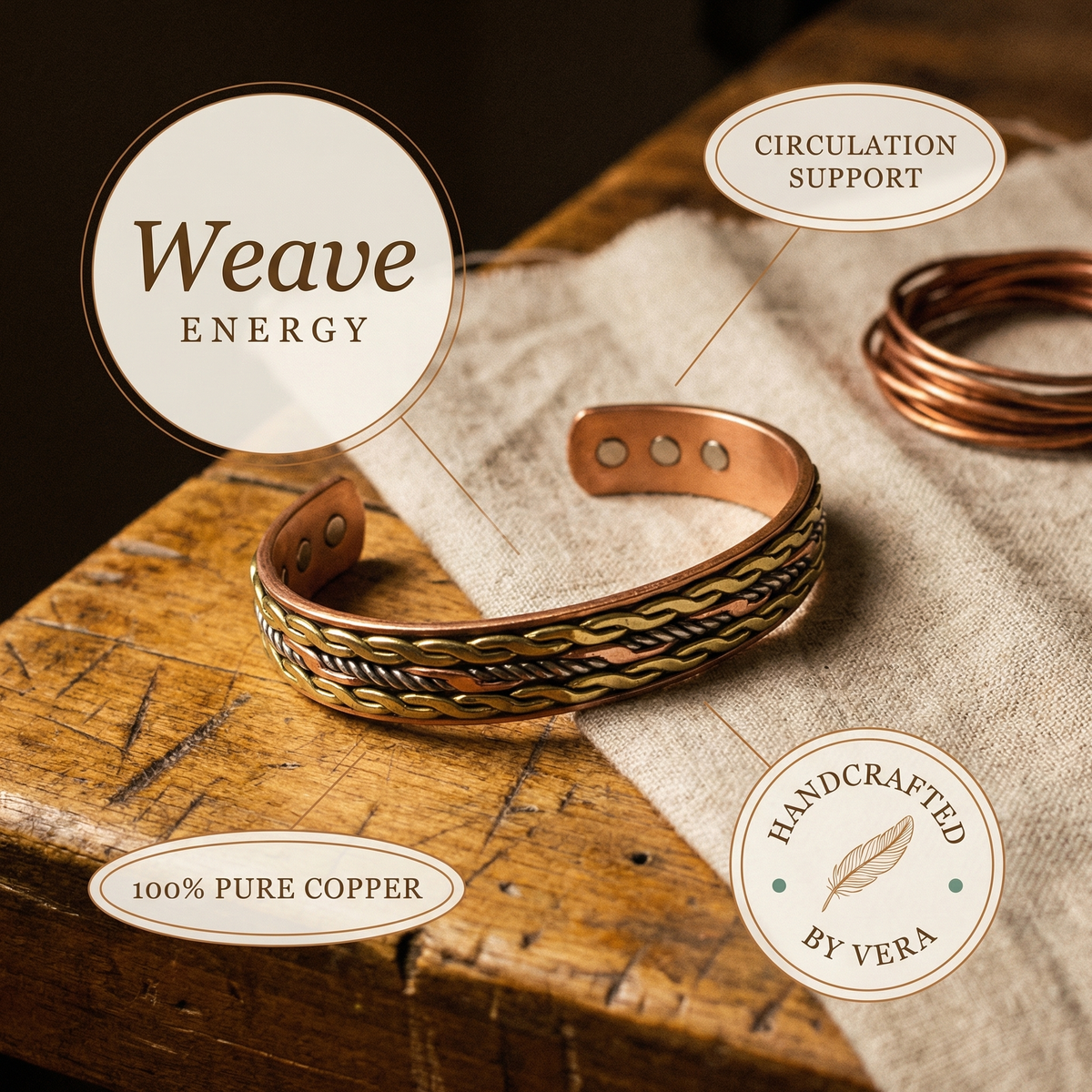 Bracelet en cuivre Tresse