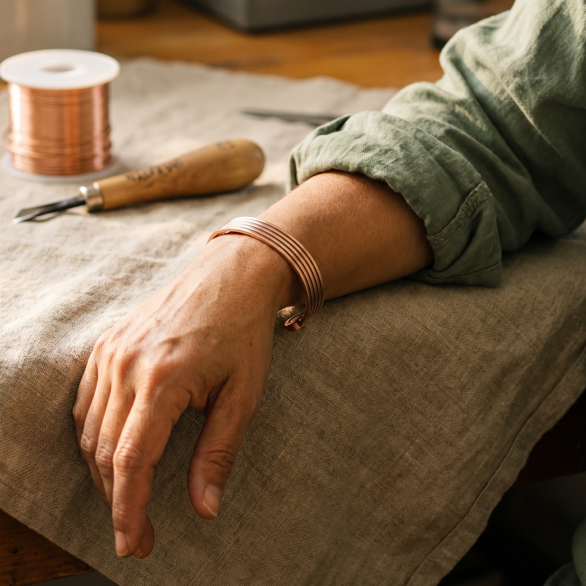 Bracelet en cuivre Crête