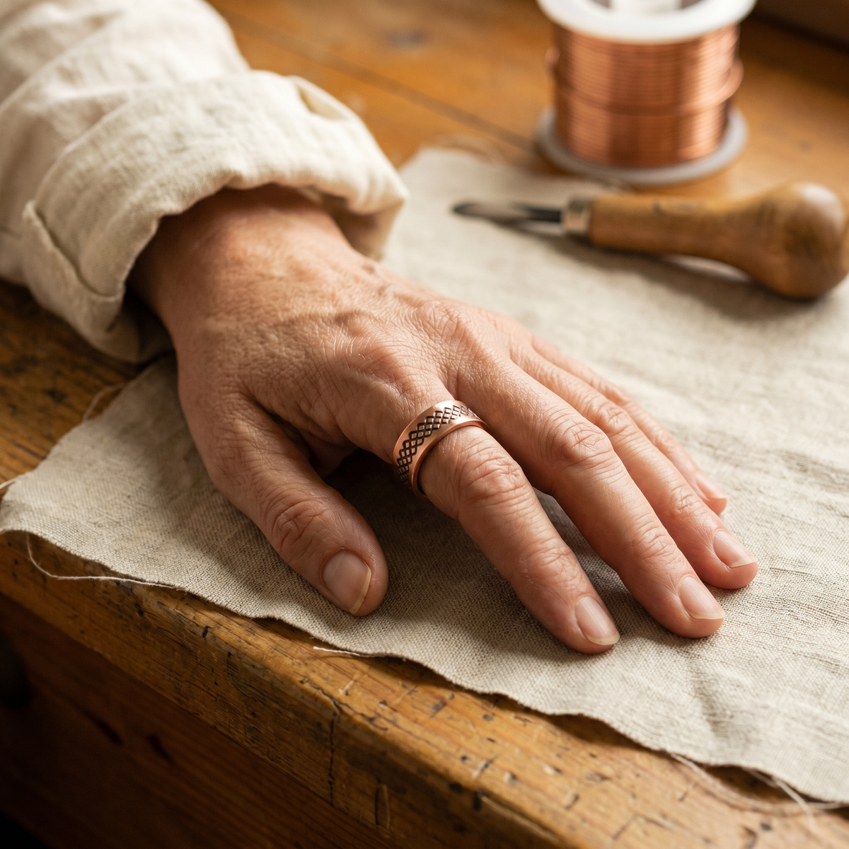 Bague en cuivre Treillis
