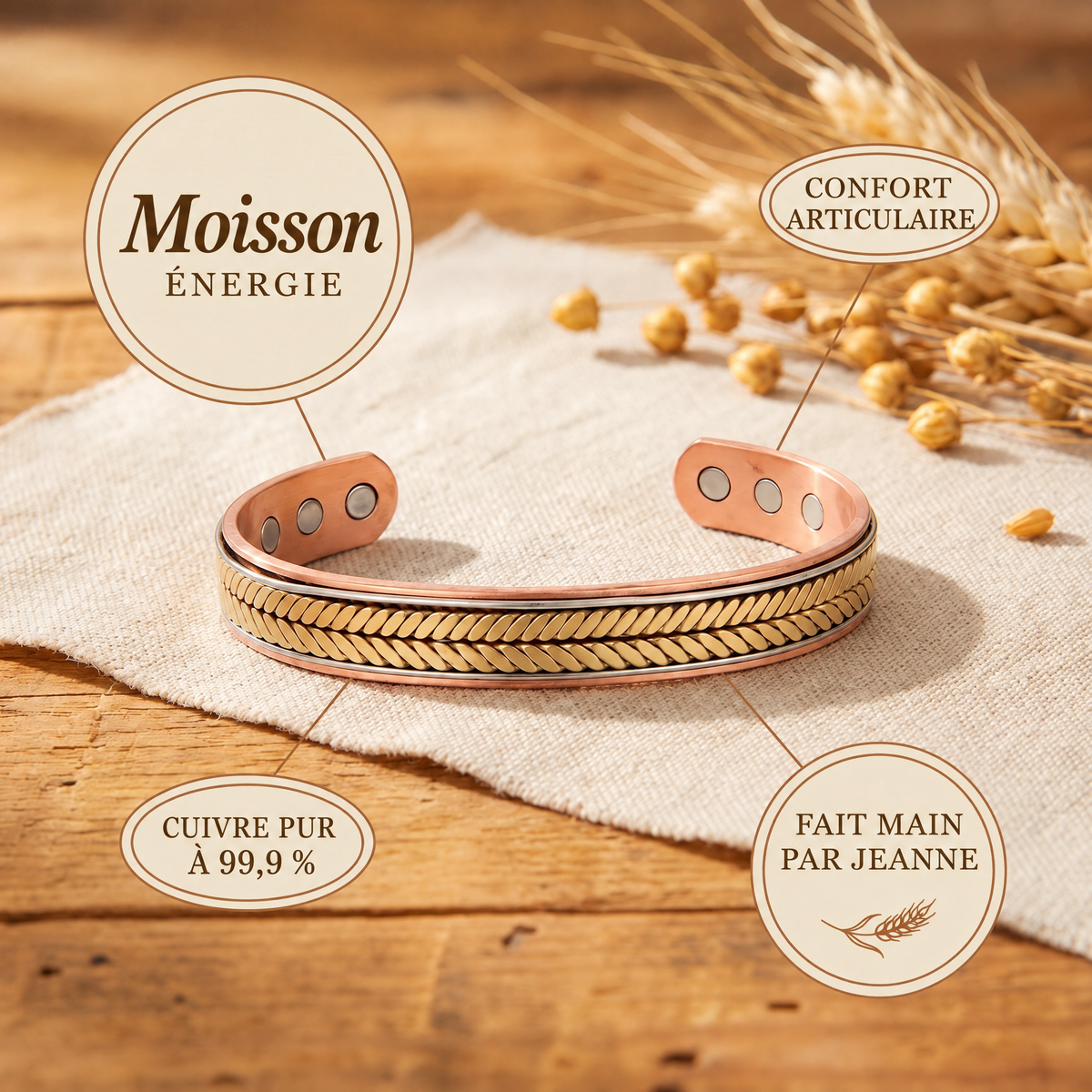 Bracelet en cuivre Moisson