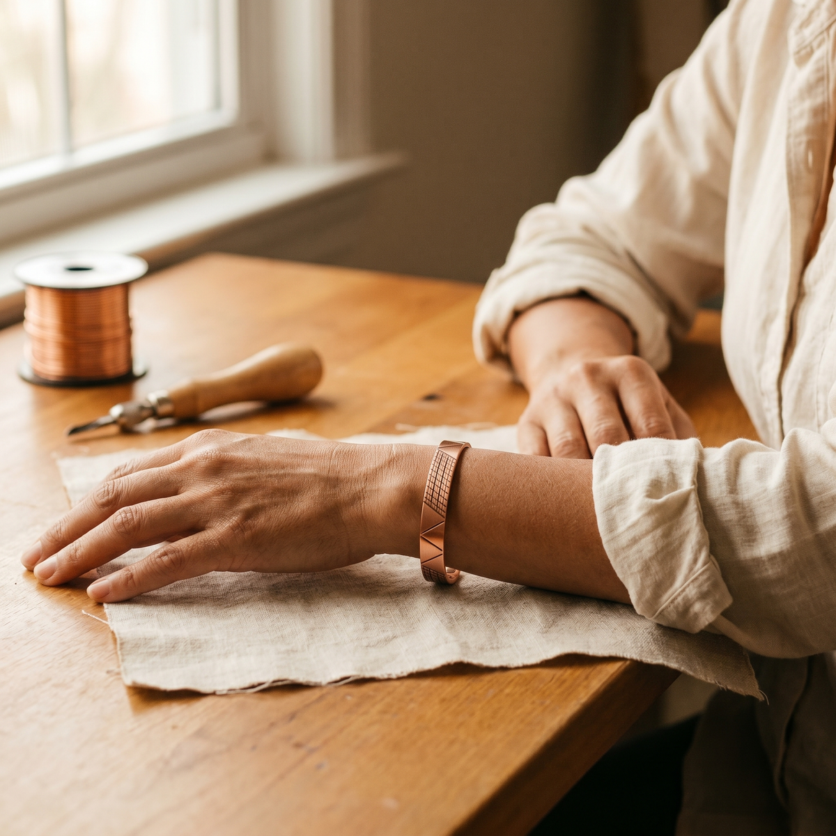 Bracelet en cuivre Crête