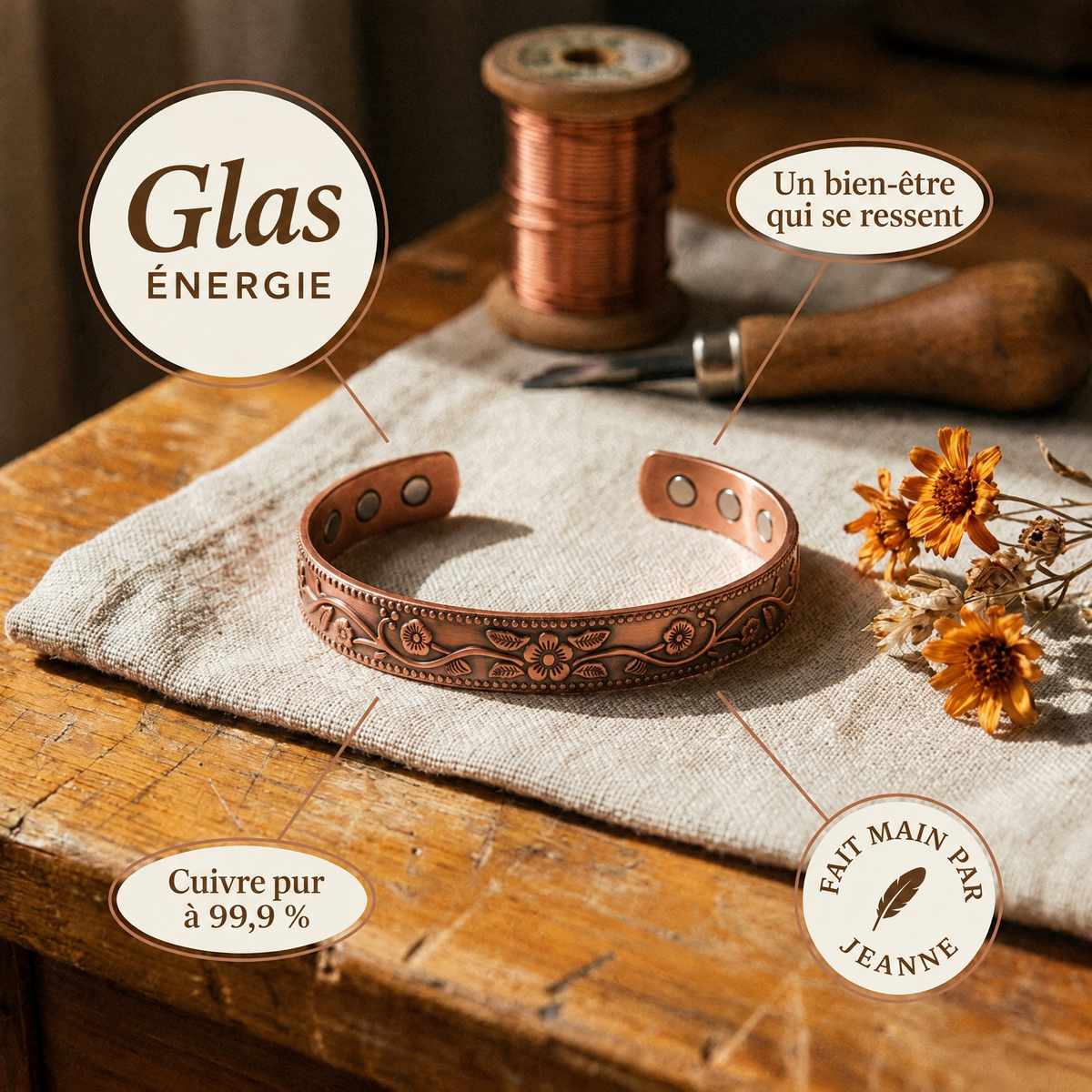 Bracelet en cuivre Glas