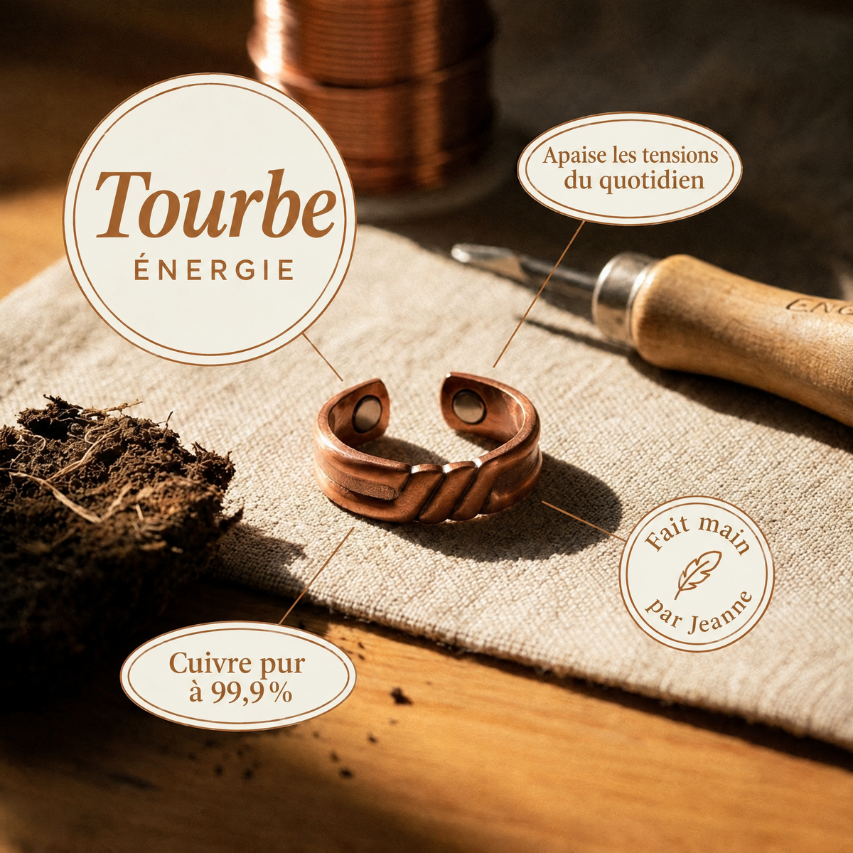 Bague en cuivre Tourbe