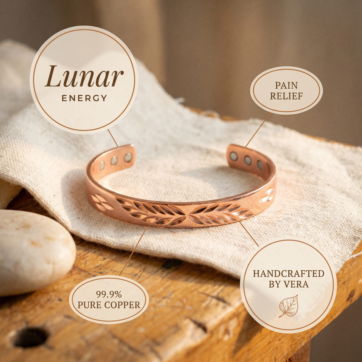 Bracelet en cuivre Lune