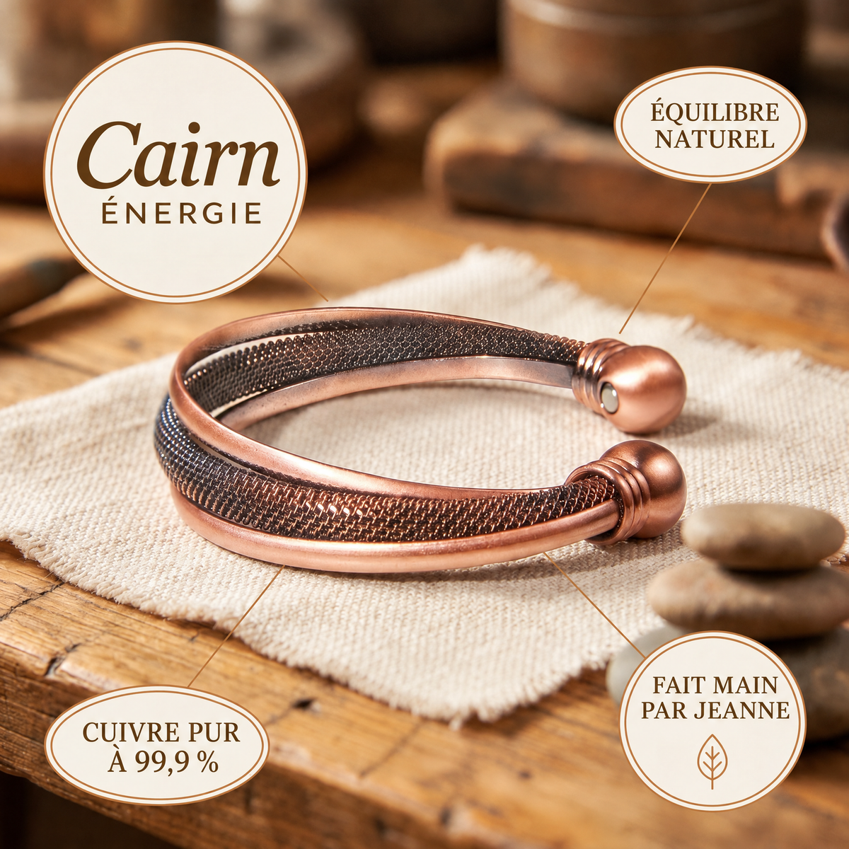 Bracelet en cuivre Cairn