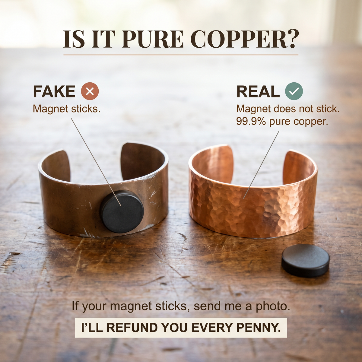 Bracelet en cuivre Sphère orange