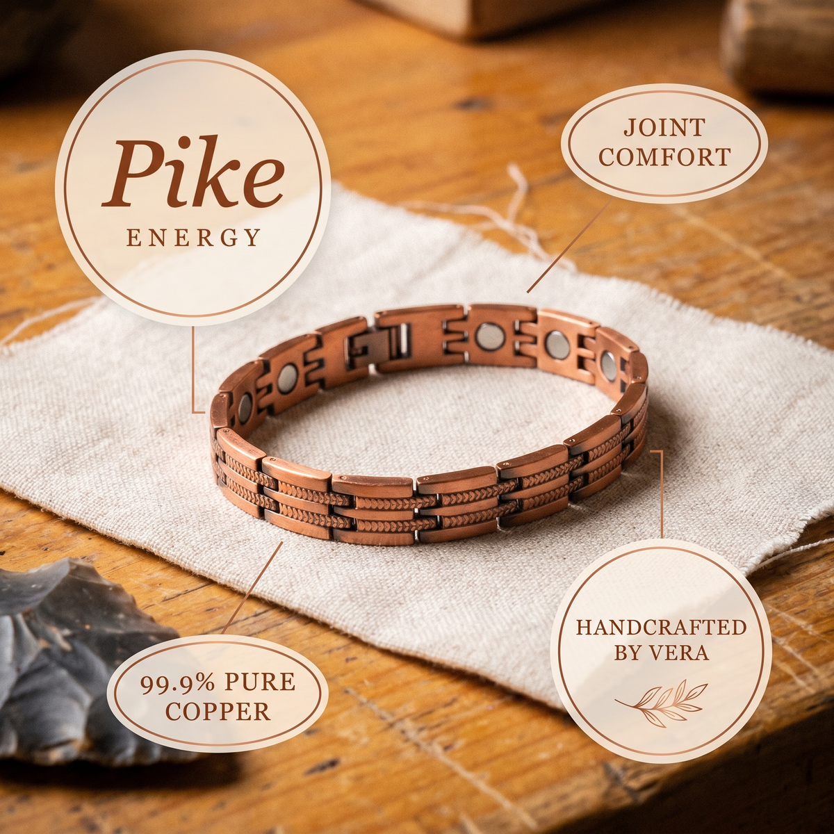 Bracelet homme en cuivre Brochet