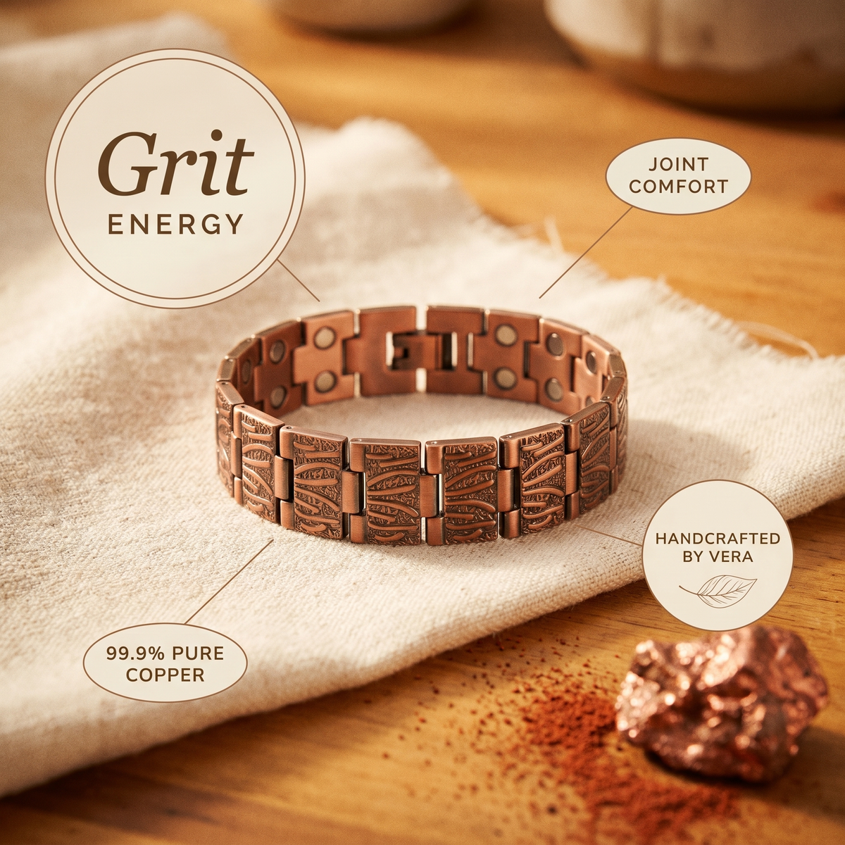 Bracelet homme en cuivre Cran