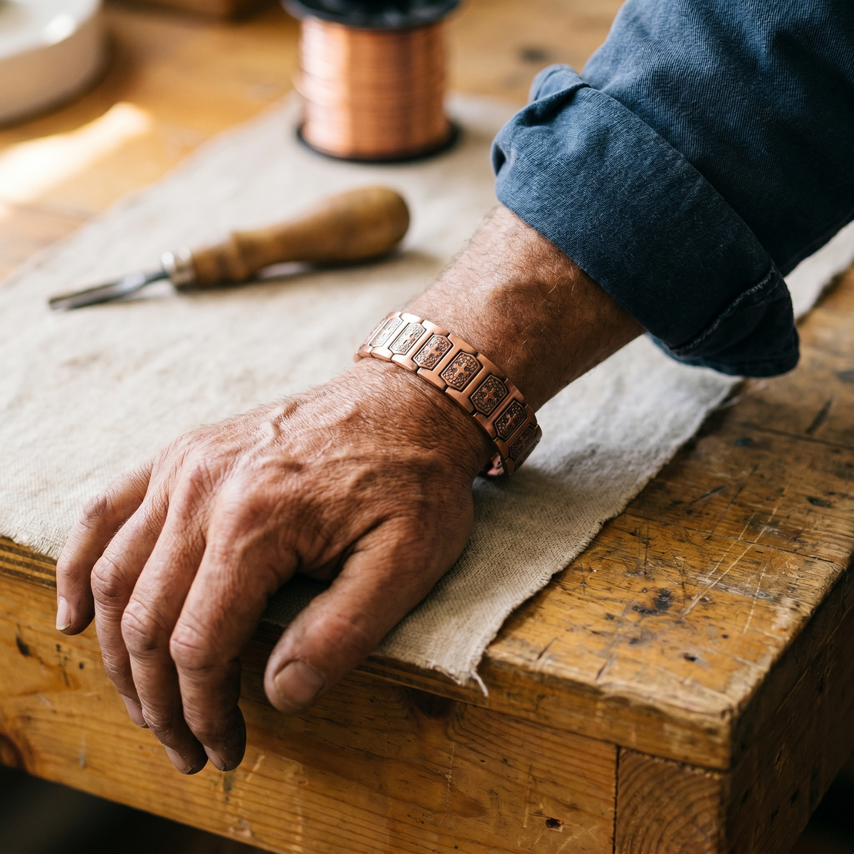 Bracelet homme en cuivre Bourrasque