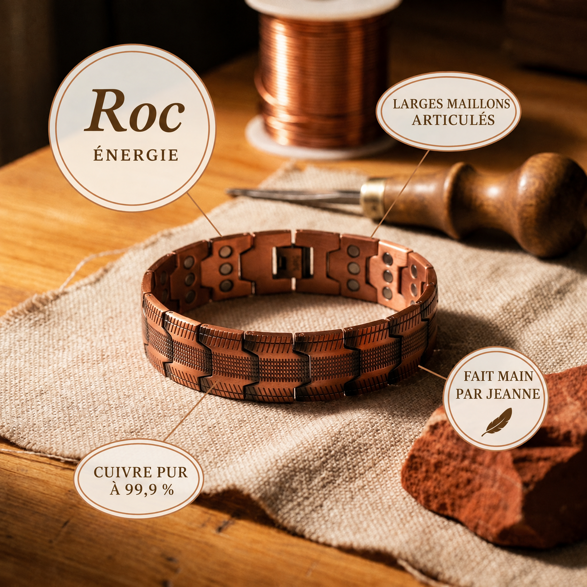 Bracelet en cuivre Roc