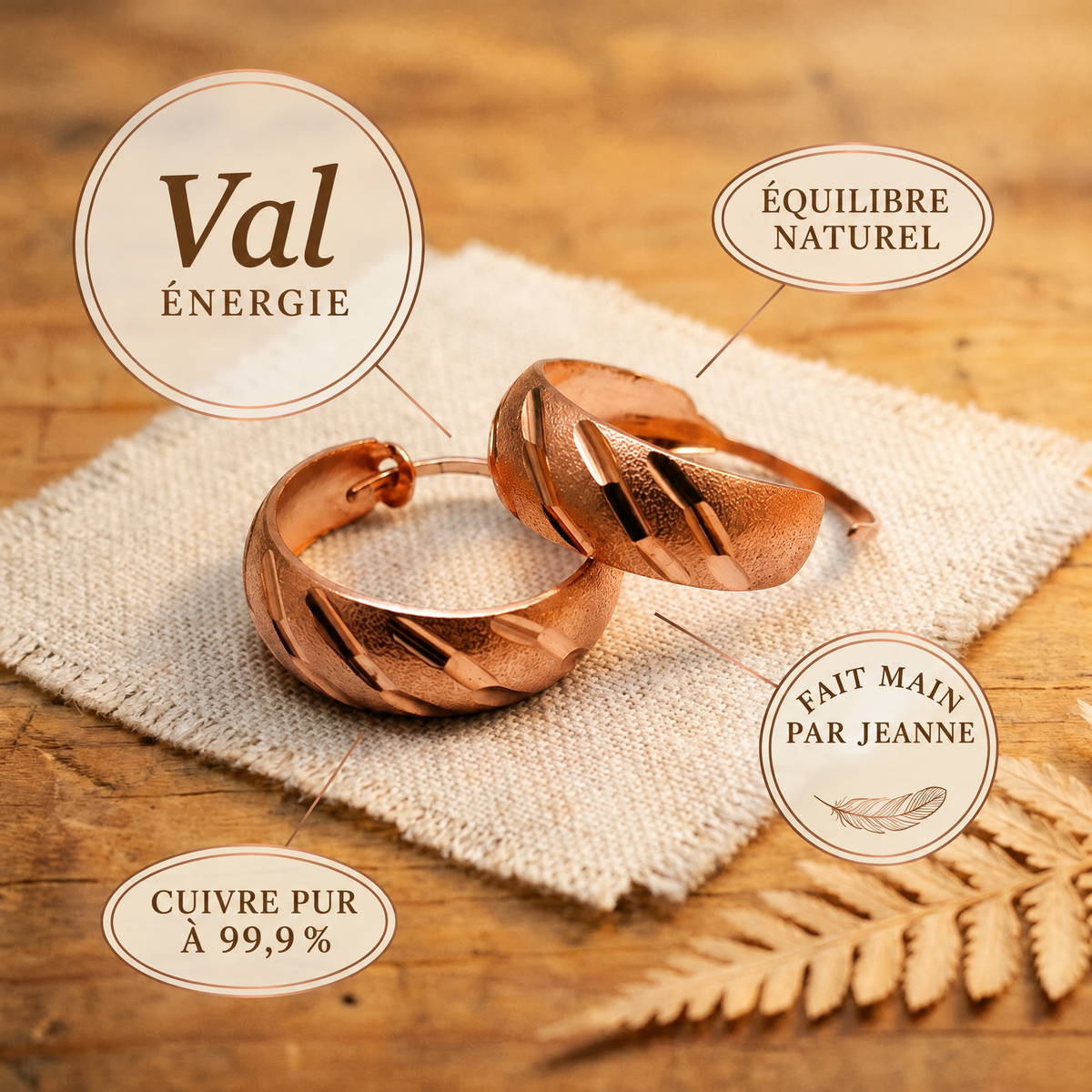 Boucles d'oreilles en cuivre Val