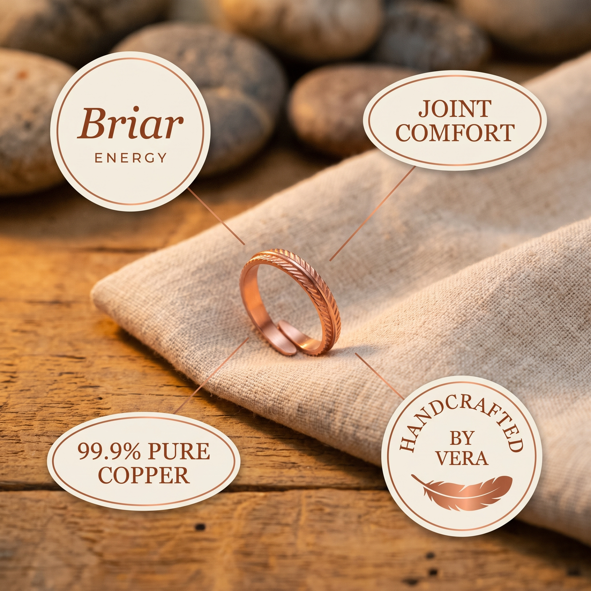 Bague en cuivre Racine