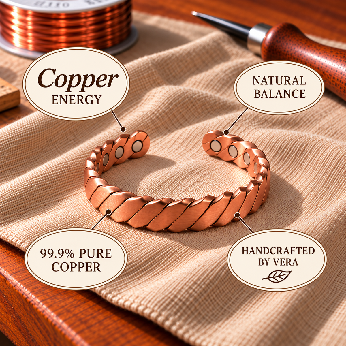 Bracelet en cuivre Hélice