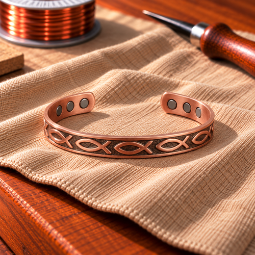 Bracelet magnétique en cuivre Ichthys