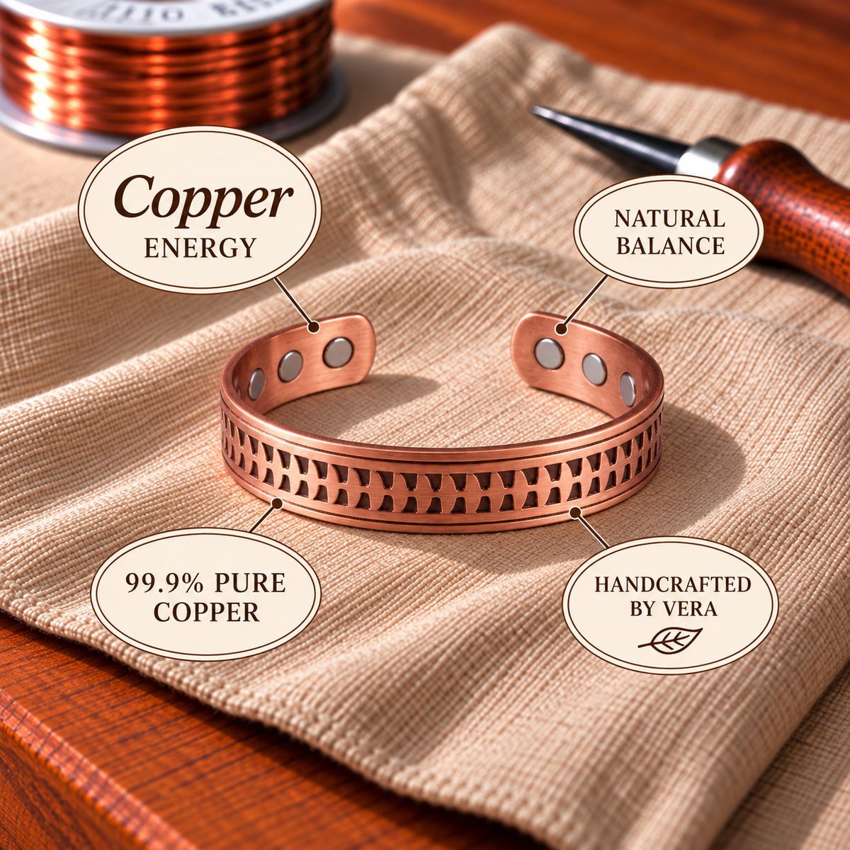 Bracelet magnétique en cuivre Flèche