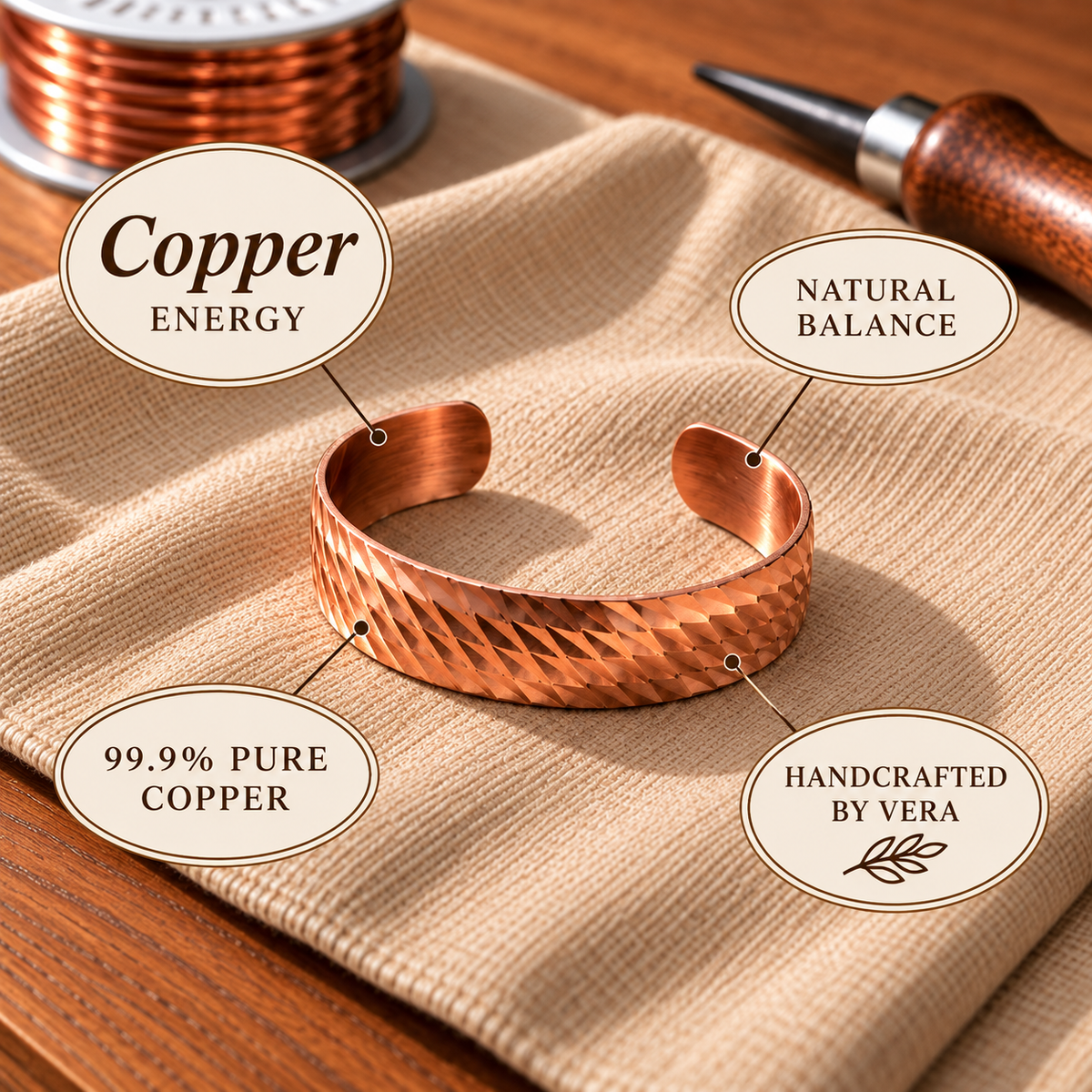 Bracelet en cuivre pur Nova
