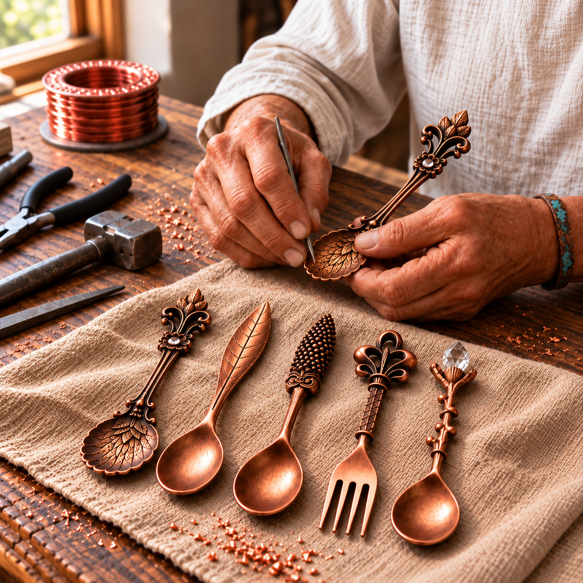 Set de couverts en cuivre pur