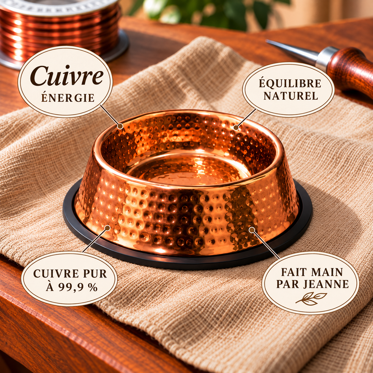 Gamelle en cuivre pour chien et chat