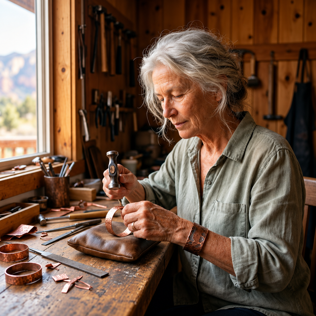 Bague en cuivre pur Lisse