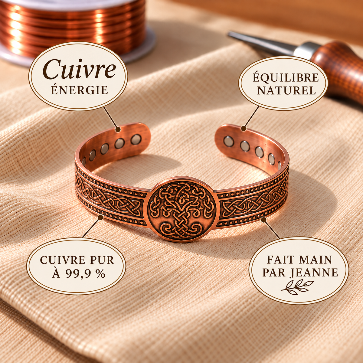 Bracelet en cuivre pur Arbre