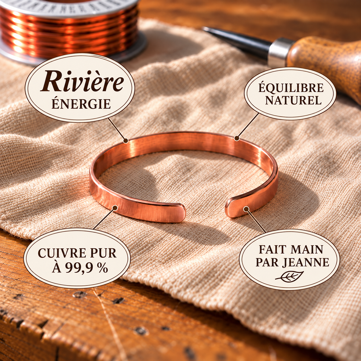 Bracelet en cuivre Rivière